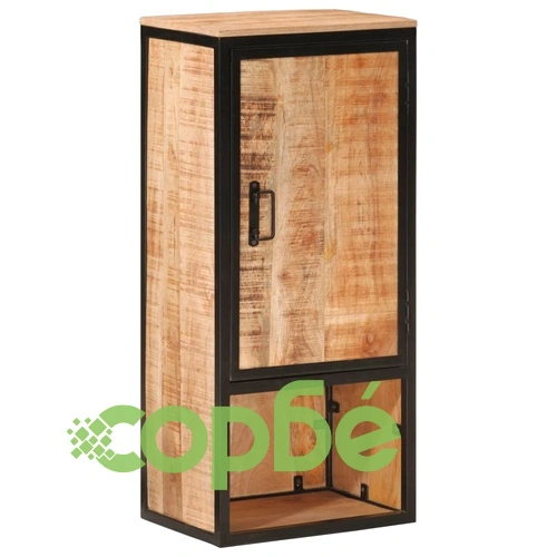 Шкаф за баня 40x27x90 см мангово дърво масив и желязо ➤ топ цена ➤ sorbe.bg