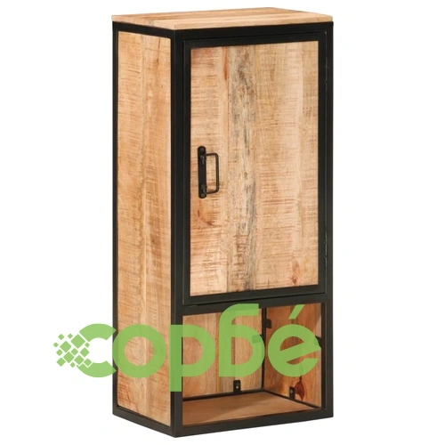 Шкаф за баня 40x27x90 см мангово дърво масив и желязо ➤ топ цена ➤ sorbe.bg