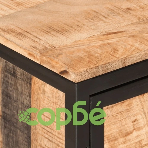 Шкаф за баня за мивка 55x35x60 см мангово дърво масив и желязо ➤ топ цена ➤ sorbe.bg