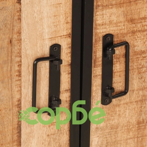 Шкаф за баня за мивка 55x35x60 см мангово дърво масив и желязо ➤ топ цена ➤ sorbe.bg