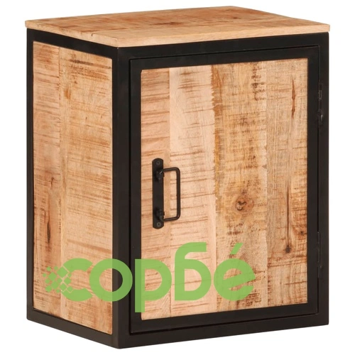Шкаф за баня 40x30x50 см мангово дърво масив и желязо ➤ топ цена ➤ sorbe.bg