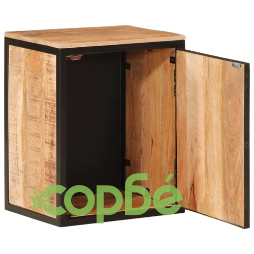 Шкаф за баня 40x30x50 см мангово дърво масив и желязо ➤ топ цена ➤ sorbe.bg