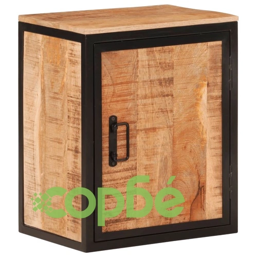 Шкаф за баня 40x30x50 см мангово дърво масив и желязо ➤ топ цена ➤ sorbe.bg