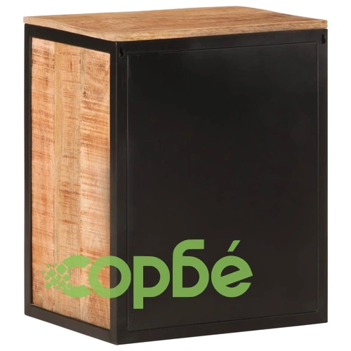 Шкаф за баня 40x30x50 см мангово дърво масив и желязо ➤ топ цена ➤ sorbe.bg