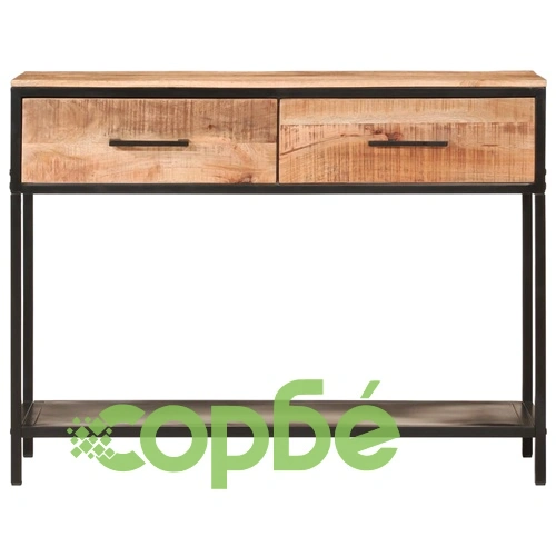 Конзолна маса, 100x35x76 cм, мангово дърво масив и желязо ➤ топ цена ➤ sorbe.bg