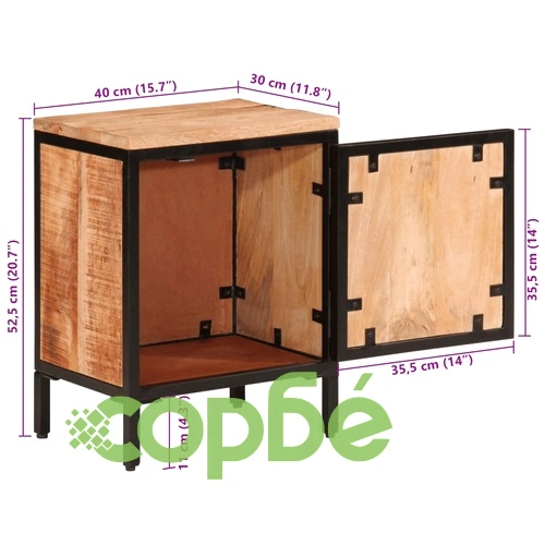 Нощно шкафче 40x30x52,5 см грубо мангово дърво масив ➤ топ цена ➤ sorbe.bg