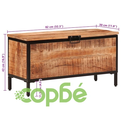 Кутия за съхранение 82x30x43 см грубо мангово дърво масив ➤ топ цена ➤ sorbe.bg