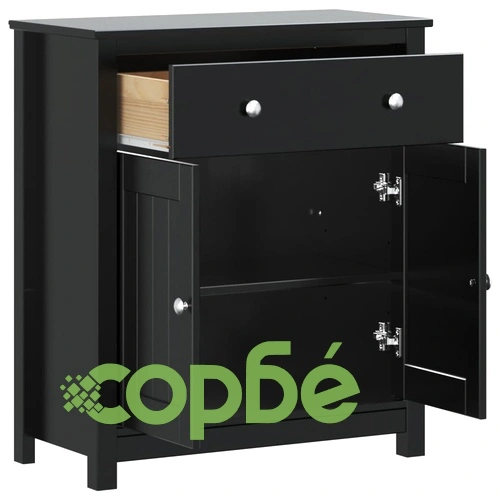 Шкаф за баня BERG, черен, 69,5x34x80 см, бор масив ➤ топ цена ➤ sorbe.bg