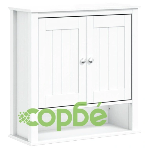 Шкаф за баня BERG, бял, 69,5x27x71,5 см, дърво масив ➤ топ цена ➤ sorbe.bg