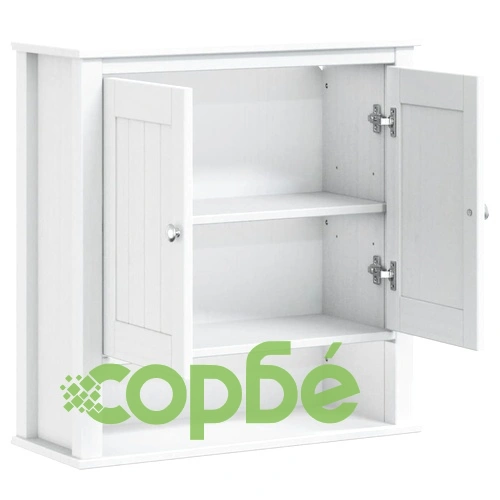 Шкаф за баня BERG, бял, 69,5x27x71,5 см, дърво масив ➤ топ цена ➤ sorbe.bg