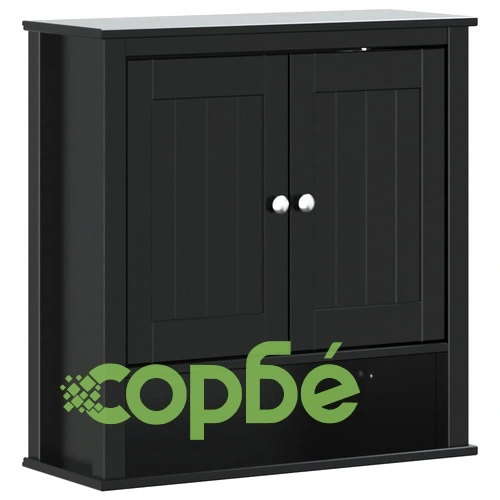 Шкаф за баня BERG, черен, 69,5x27x71,5 см, дърво масив ➤ топ цена ➤ sorbe.bg