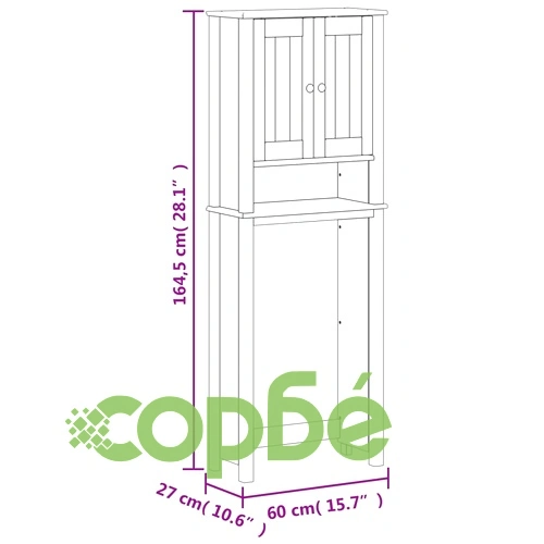 Шкаф над тоалетната чиния BERG бял 60x27x164,5 см масивно дърво ➤ топ цена ➤ sorbe.bg