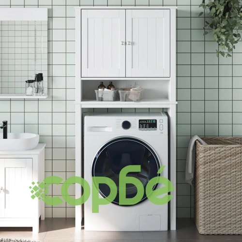 Шкаф за пералня BERG бял 76x27x164,5 см масивно дърво ➤ топ цена ➤ sorbe.bg