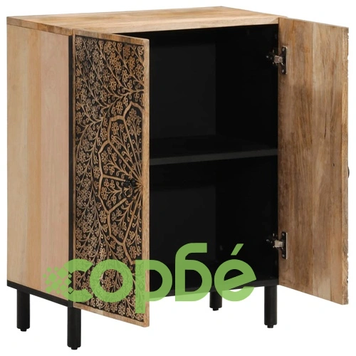 Страничен шкаф 60x33x75 см манго масивно дърво  ➤ топ цена ➤ sorbe.bg