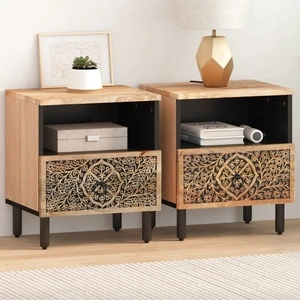 Нощни шкафчета, 2 бр, 40x33x46 см, манго масив