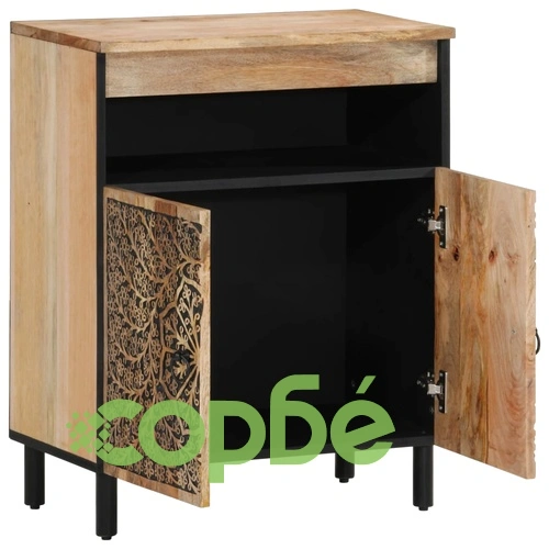 Страничен шкаф 60x33x75 см манго масивно дърво ➤ топ цена ➤ sorbe.bg