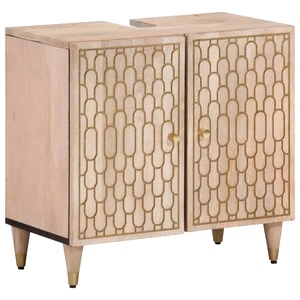 Шкаф за баня 62x33x58 см масивно мангово дърво