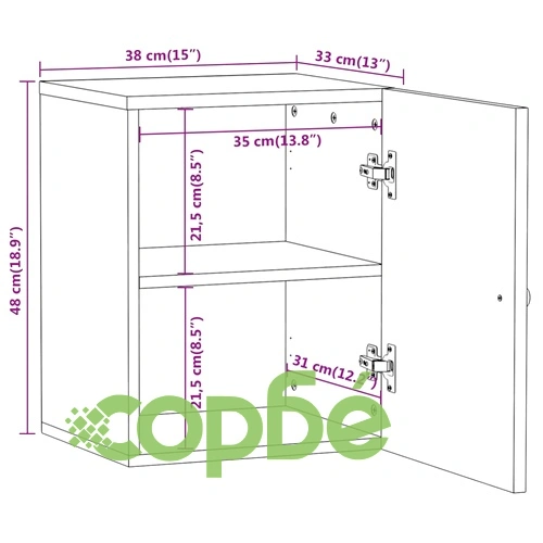 Стенен шкаф за баня 38x33x48 см масивно мангово дърво ➤ топ цена ➤ sorbe.bg