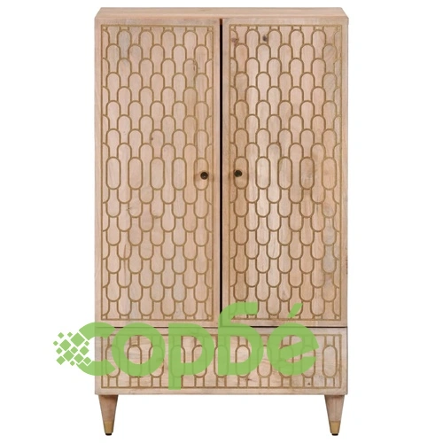 Висок шкаф, 60x33x100 см, мангово дърво масив ➤ топ цена ➤ sorbe.bg