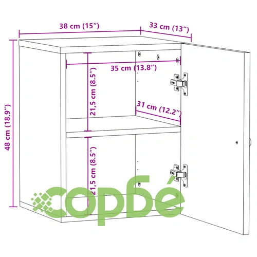 Стенен шкаф за баня 38x33x48 см масивно мангово дърво ➤ топ цена ➤ sorbe.bg