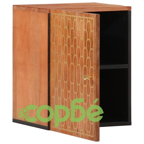 Стенен шкаф за баня 38x33x48 см масивно мангово дърво ➤ топ цена ➤ sorbe.bg