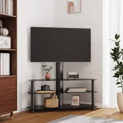 Ъглова ТВ поставка на 3 нива, за 32-70 инча, черна