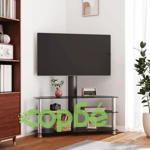 Ъглова ТВ поставка на 3 нива, за 32-70 инча, черно и сребристо ➤ топ цена ➤ sorbe.bg