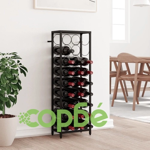 Поставка за вино за 27 бутилки черна 34x18x100 см ковано желязо ➤ топ цена ➤ sorbe.bg