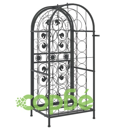 Поставка за вино за 33 бутилки черна 45x36x100 см ковано желязо ➤ топ цена ➤ sorbe.bg