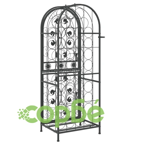 Поставка за вино за 41 бутилки черна 45x36x120 см ковано желязо ➤ топ цена ➤ sorbe.bg