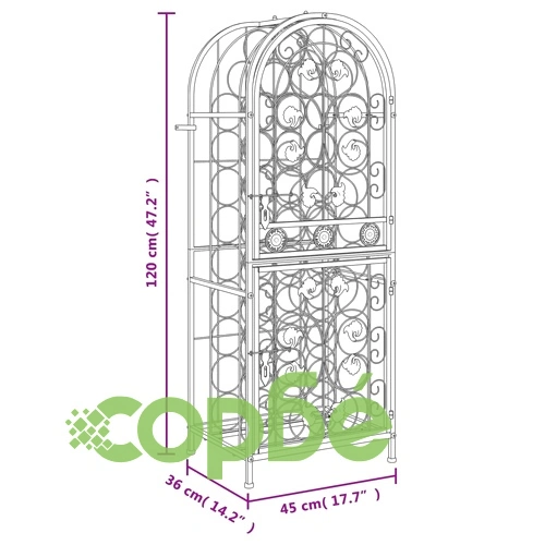 Поставка за вино за 41 бутилки черна 45x36x120 см ковано желязо ➤ топ цена ➤ sorbe.bg