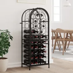 Поставка за вино за 41 бутилки черна 45x36x120 см ковано желязо
