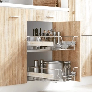 Издърпващи се телени кошници, 2 бр, сребристи, 45 см