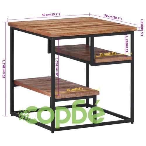Помощна масичка 50x50x50 см масивно регенерирано тиково дърво ➤ топ цена ➤ sorbe.bg