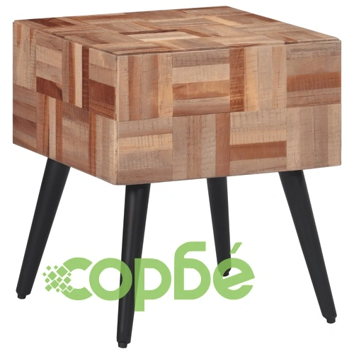 Помощна масичка 40x40x45 см масивно регенерирано тиково дърво ➤ топ цена ➤ sorbe.bg