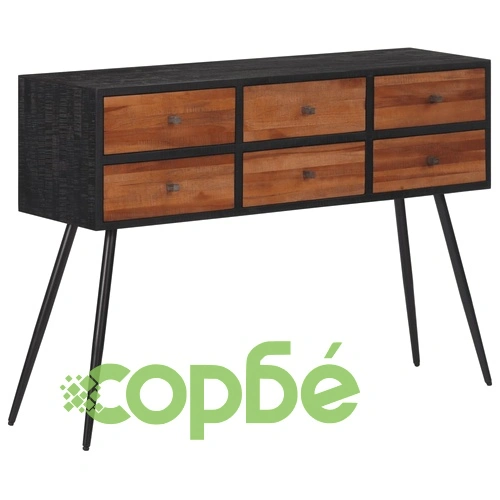 Конзолна маса с чекмеджета 116x30x76 см регенериран тик масив ➤ топ цена ➤ sorbe.bg