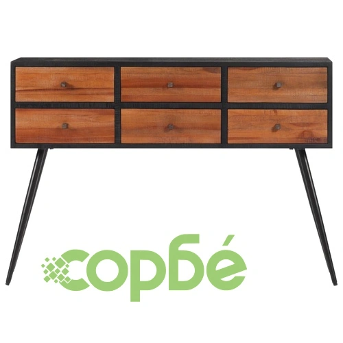 Конзолна маса с чекмеджета 116x30x76 см регенериран тик масив ➤ топ цена ➤ sorbe.bg