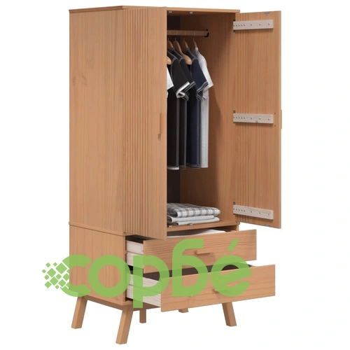 Гардероб OLDEN, кафяв, 76,5x53x172 см, борово дърво масив ➤ топ цена ➤ sorbe.bg