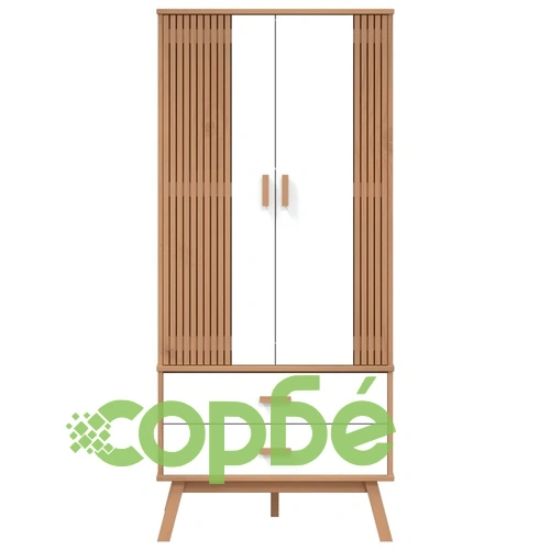 Гардероб OLDEN, бял и кафяв, 76,5x53x172 см, борово дърво масив ➤ топ цена ➤ sorbe.bg