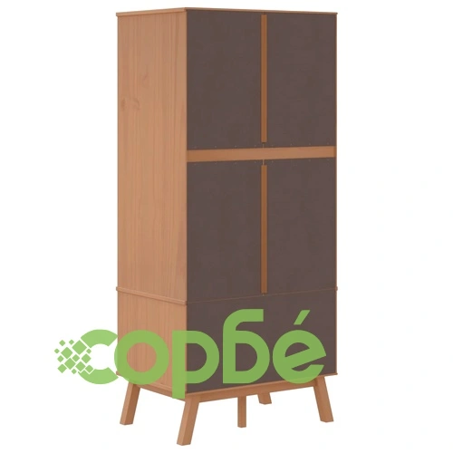 Гардероб OLDEN, бял и кафяв, 76,5x53x172 см, борово дърво масив ➤ топ цена ➤ sorbe.bg