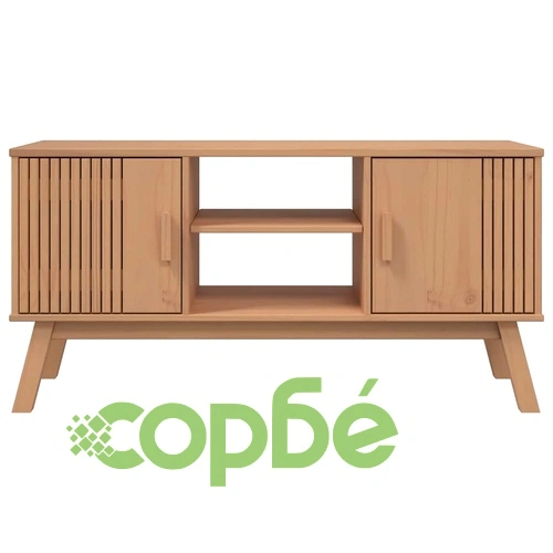 ТВ шкаф OLDEN, кафяв, 114x43x57 см, борово дърво масив ➤ топ цена ➤ sorbe.bg