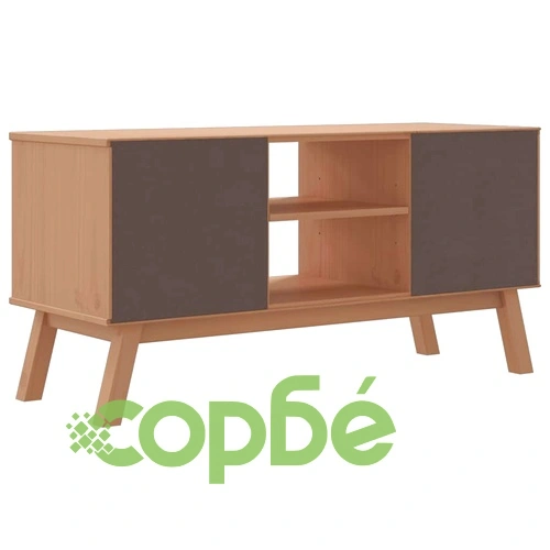 ТВ шкаф OLDEN, кафяв, 114x43x57 см, борово дърво масив ➤ топ цена ➤ sorbe.bg
