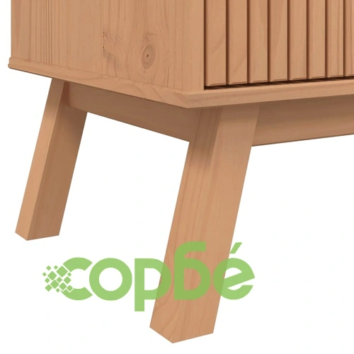 Сайдборд OLDEN, бяло и кафяво, 114x43x73,5 см, бор масив ➤ топ цена ➤ sorbe.bg