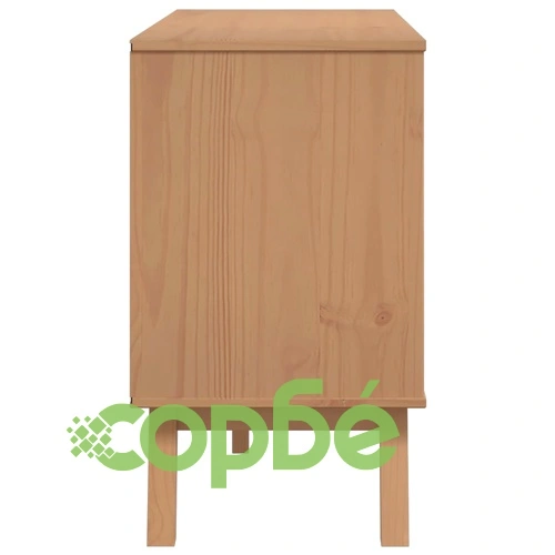 Сайдборд OLDEN, бяло и кафяво, 114x43x73,5 см, бор масив ➤ топ цена ➤ sorbe.bg