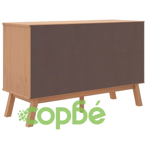 Сайдборд OLDEN, бяло и кафяво, 114x43x73,5 см, бор масив ➤ топ цена ➤ sorbe.bg