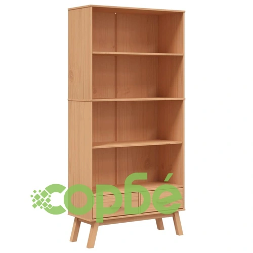 Библиотека с 4 рафта OLDEN, кафява, борово дърво масив ➤ топ цена ➤ sorbe.bg
