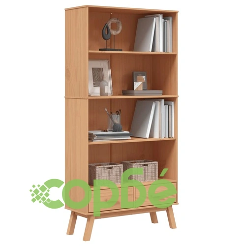 Библиотека с 4 рафта OLDEN, кафява, борово дърво масив ➤ топ цена ➤ sorbe.bg