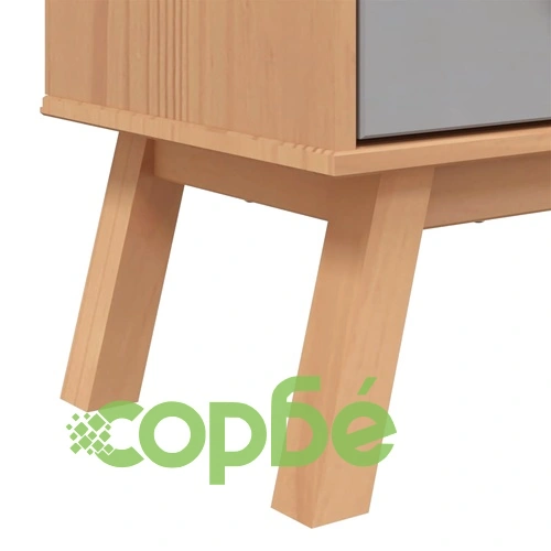 Библиотека с 4 рафта OLDEN, сива и кафява, борово дърво масив ➤ топ цена ➤ sorbe.bg