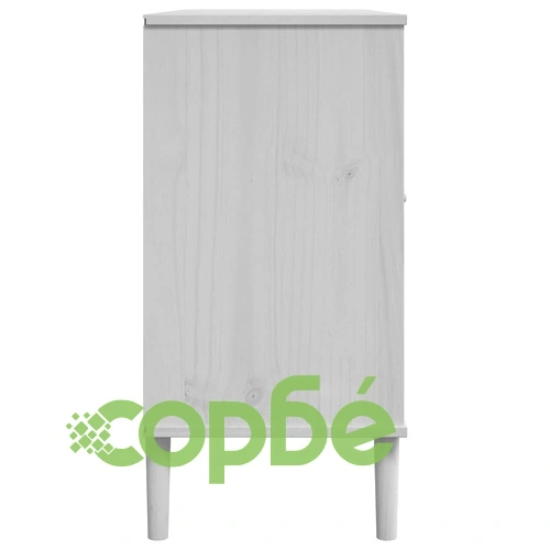 Сайдборд SENJA, ратанова визия, бял, 112x40x80 см, бор масив ➤ топ цена ➤ sorbe.bg