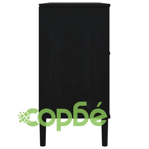 Сайдборд SENJA ратанова визия черен 112x40x80 см бор масив ➤ топ цена ➤ sorbe.bg